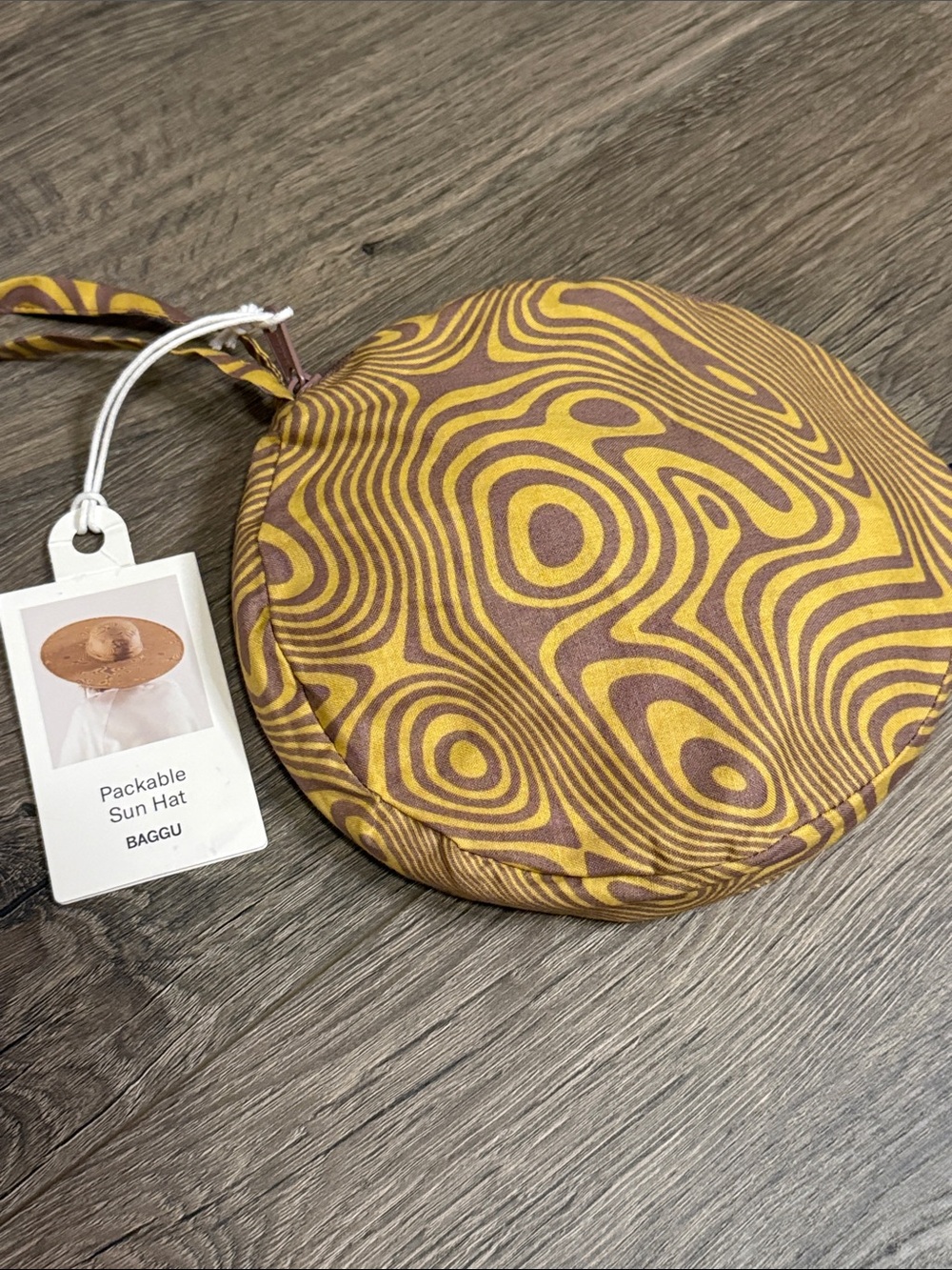 BAGGU Packable Sun Hat — Yellow & Brown Swirl